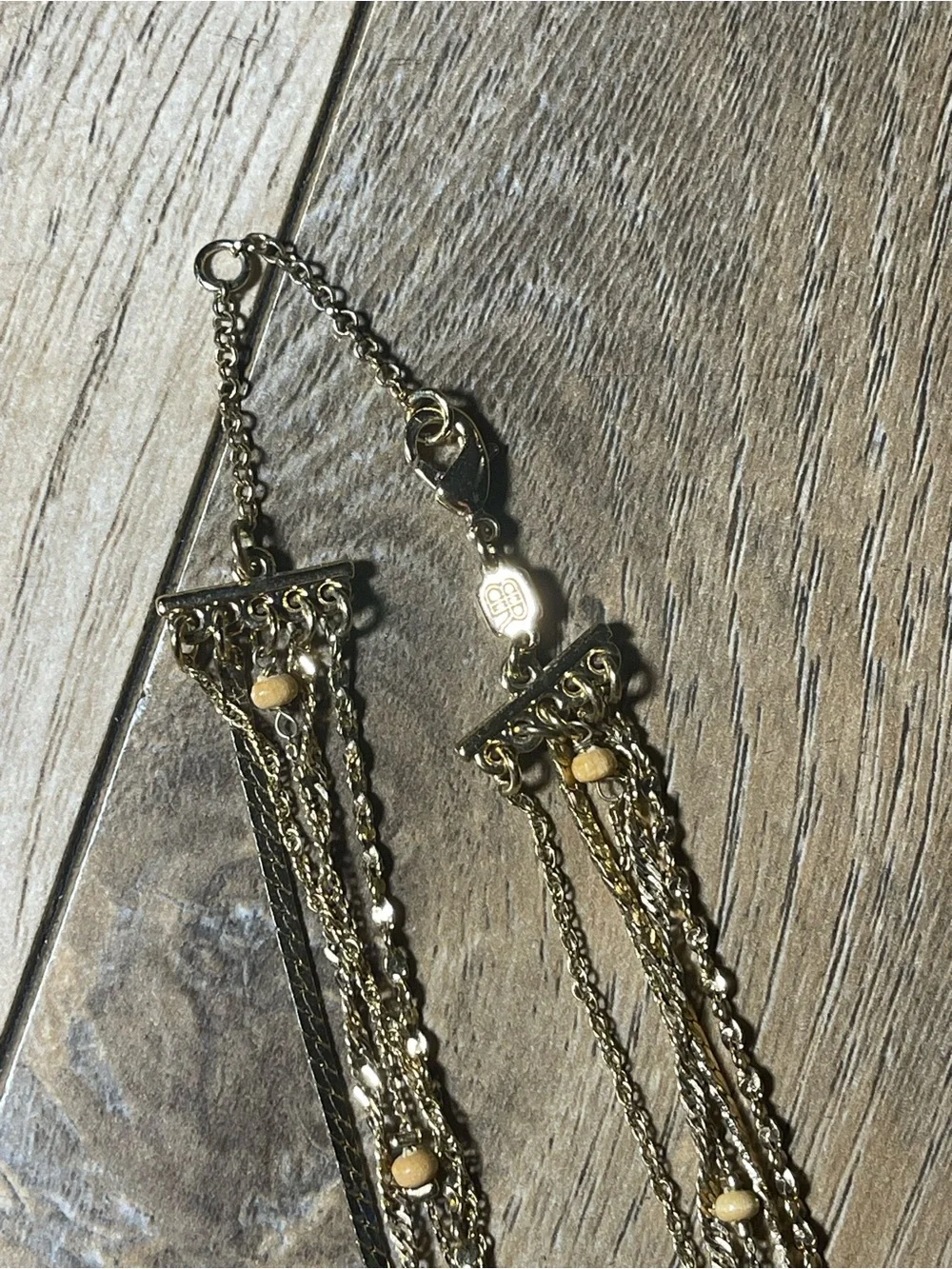 Banana Republic Gold and White Multi-Strand Beaded Necklace